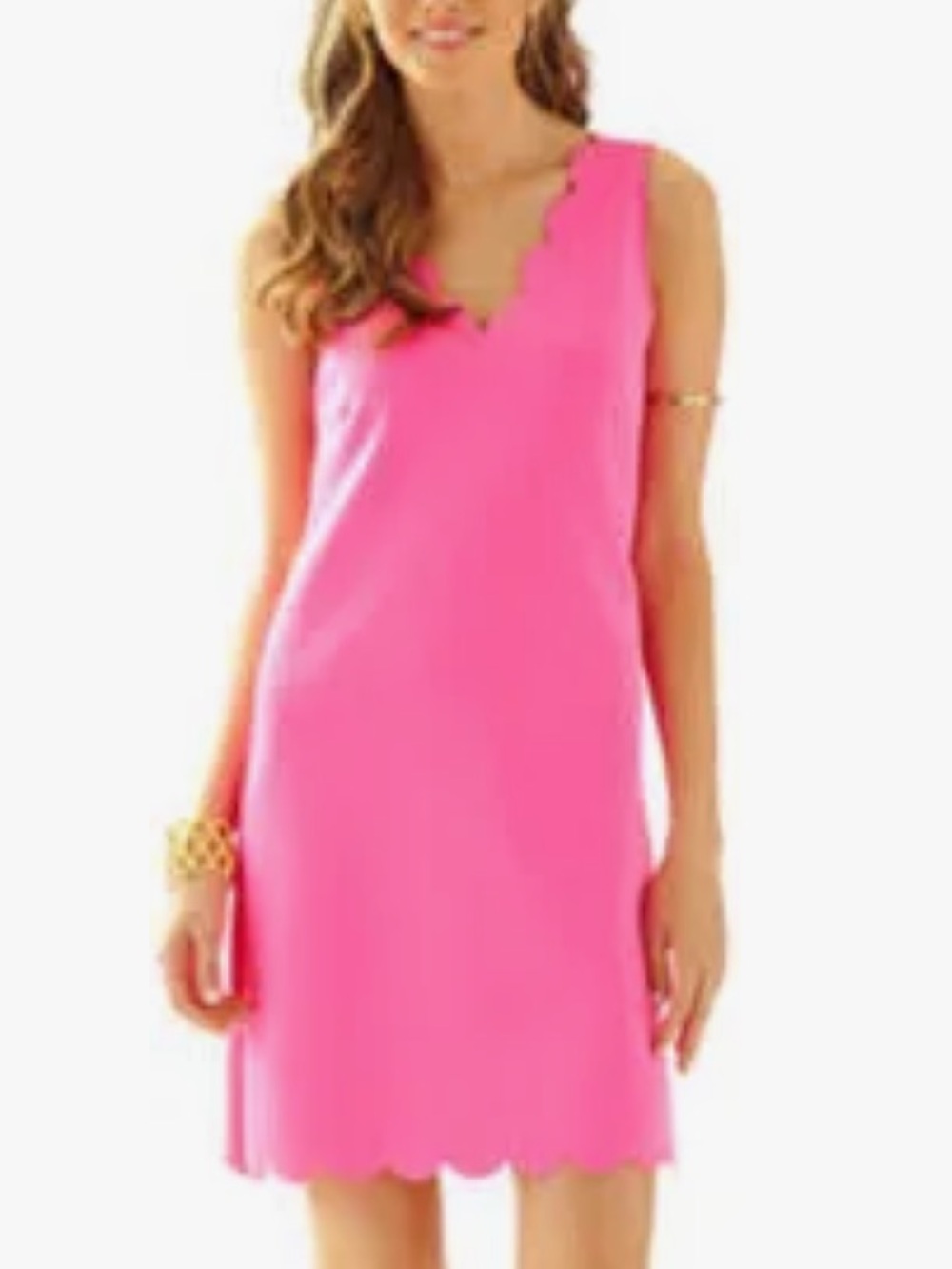 Lilly Pulitzer Girls' Scallop V-Neck Shift Dress - Hot Pink